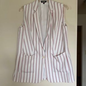 Express White and Red Striped Vest